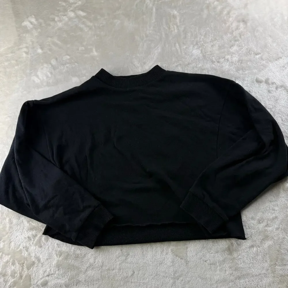 American Eagle Ahh-Mazingly Soft Cropped Sweater Women's Size Medium Black